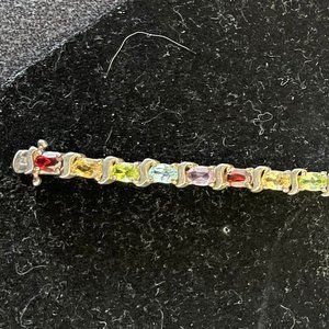 14k gold and multi color gem stone bracelet